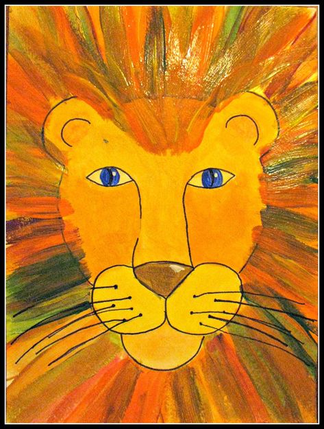 African Art Projects, 2nd Grade Art, Afrique Art, 4th Grade Art, 5th Grade Art, Jungle Art, Lion Painting, Lion King Art, 수채화 그림