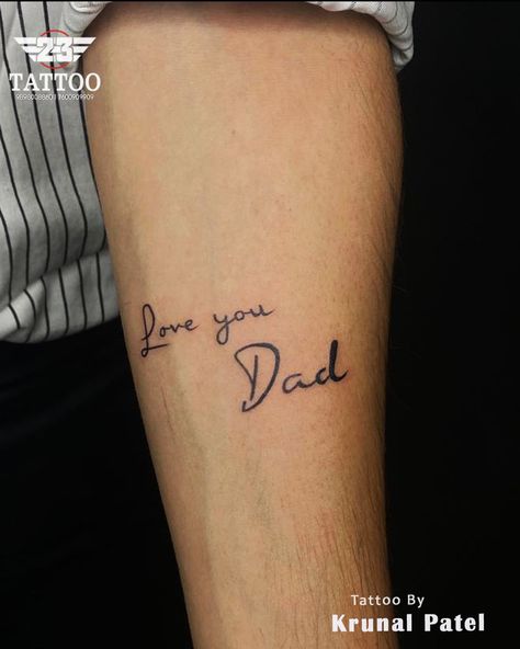 Tattoo #loveyou dad#papa #mom dad #tattooideasformen #dad tattoo # mehsana#23tattoo #blackdrop tattoo #chandkheda Love Yourself Tattoo, Dad Tattoo, Dad Tattoos, Love You Dad, Mom Dad, Mom And Dad, I Love You, Love You, I Love