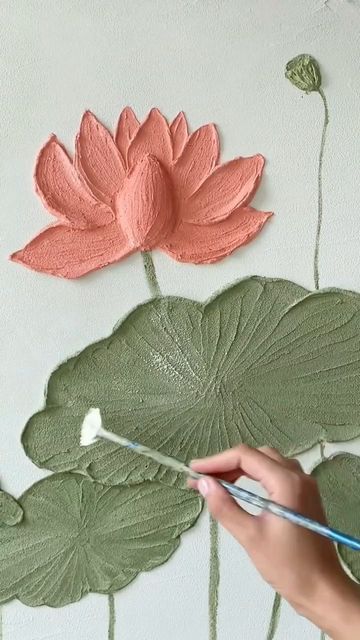 Lotus Texture Painting, Lotus Painting Acrylic, Lotus Texture, Canvas Painting Pink, Gesso Art, Textured Canvas Painting, Lotus Artwork, Acrylic Canvas Art, Lotus Flower Painting