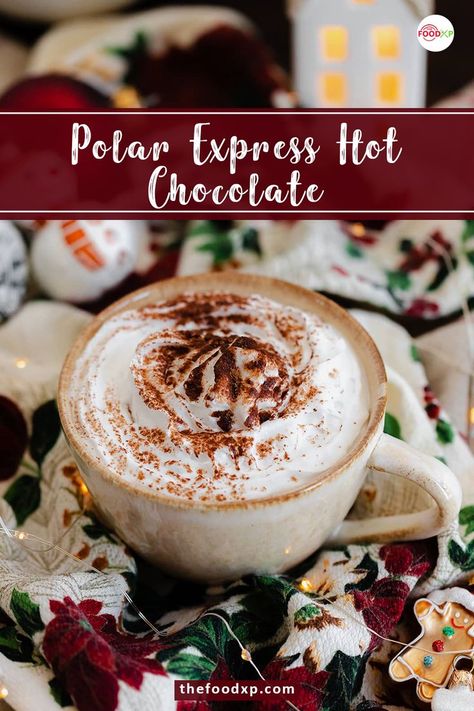 Polar Express Hot Chocolate Recipe, Polar Express Hot Chocolate, Spiced Hot Chocolate, Vegan Hot Chocolate, Vegan Nutella, Spiced Drinks, Vegan Whipped Cream, Hazelnut Milk, Hot Cocoa Recipe