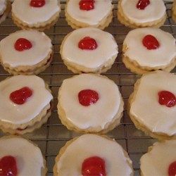 Empire Biscuits - Allrecipes.com Imperial Cookies Recipes, Imperial Cookies, Scottish Biscuits, Empire Biscuit Recipe, Empire Cookies, Empire Biscuits, Empire Cookie, Scottish Food, Glace Cherries