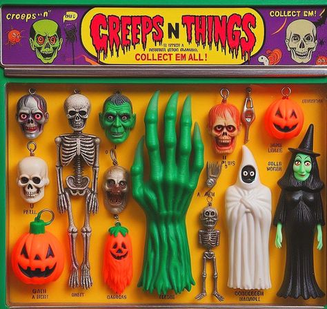 Vintage Halloween Toys, Halloween Early 2000s, 80s Halloween Aesthetic, Halloween Trinkets, 2000s Halloween, Halloween Nostalgia, Bootleg Toys, 90s Halloween, Halloween Collectables