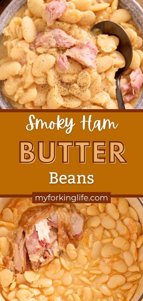 Butter Beans And Ham Hocks, Southern Winter Recipes, Butter Beans With Smoked Turkey, Crockpot Butter Beans Slow Cooker, Southern Butter Beans, Sunday Meal Ideas Southern, Speckled Butter Beans Recipe, Butter Beans Recipe Southern, Pressure Cooker Beans