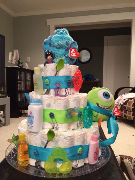 Monsters Inc. Diaper Cake Disney Baby Shower Ideas, Pixar Nursery, Monster Ink, Monsters Inc Baby Shower, Monsters Inc Baby, Monster Baby Showers, Angel Baby Shower, Diaper Gifts, Baby Shower Gift Bags