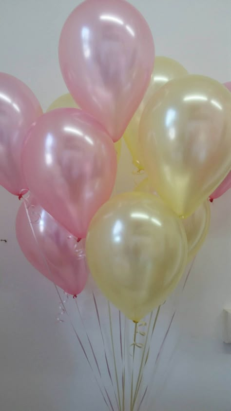 Pretty Pearl Pink & Pearl Yellow Balloons, Packet of 18 Balloons These are so pretty mixed together in Pearl Pink and Pearl Yellow Balloons. You can use these for a Baby Shower, First Birthday or just a pastel coloured party. We supply you: 9 x Pearl Pink Balloons 30cm Flat 9 x Pearl Yellow Balloons 30cm Flat These balloons can be air or helium inflated. Ribbon not included. Be careful not to over inflate the balloons to avoid bursting. Please discard any broken pieces or confetti to avoid any c Pink And Golden Birthday Theme, Pink And Yellow Themed Birthday Party, Pink And Yellow Party Theme, Yellow And Pink Birthday Decorations, Light Pink Themed Birthday Party, Pink And Yellow Party Decorations, Pink And Yellow Sweet 16, Yellow And Pink Party, Pastel Decorations Party