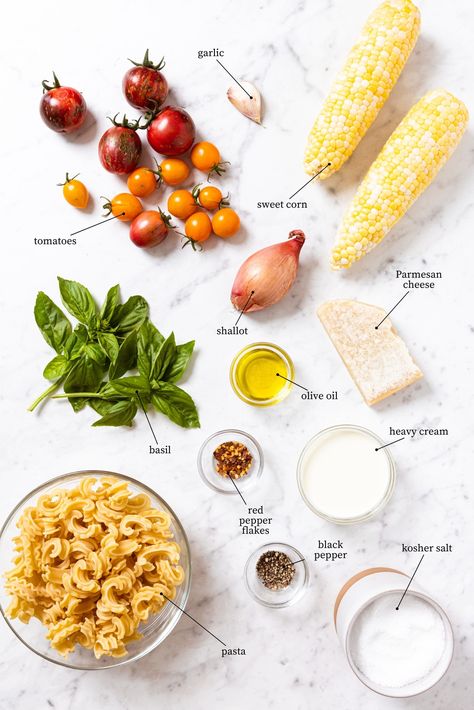 Corn Tomato Pasta, Summer Corn Pasta Recipes, Corn Tomato Pasta Salad, Sweet Corn Pasta Recipes, Pasta With Corn And Tomatoes, Sweet Corn Pasta, Sweetcorn Pasta, Corn Pasta, Recipe Dinner