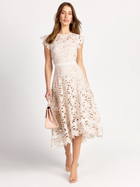 Floral Crochet Midi Dress - Just Me | New York & Company Baptism Outfit For Mom, Baptism Outfit Women, Chic Midi Dress, Midi Dress Chic, Crochet Midi Dress, Crochet Midi, Baptism Outfit, Floral Crochet, Mom Dress