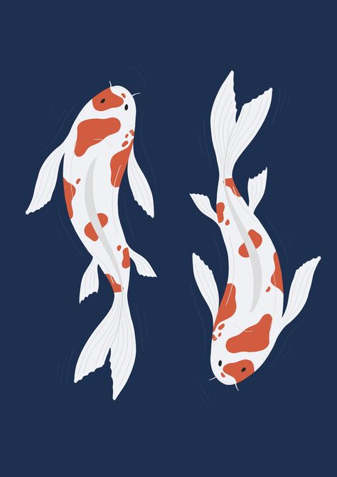 #koi #illustration #procreate #wallpaper Koi Illustration, Procreate Wallpaper, Koi Fish Illustration, Illustration Procreate, Fish Illustration, Fish Wall Art, Fish Art, Koi Fish, Canvas Art Painting