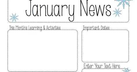 Here is a PDF editable January Newsletter. Again, it is for all grades and has an editable box so that you can put whatever you want! Her... January Newsletter, Preschool, Education, Pre School