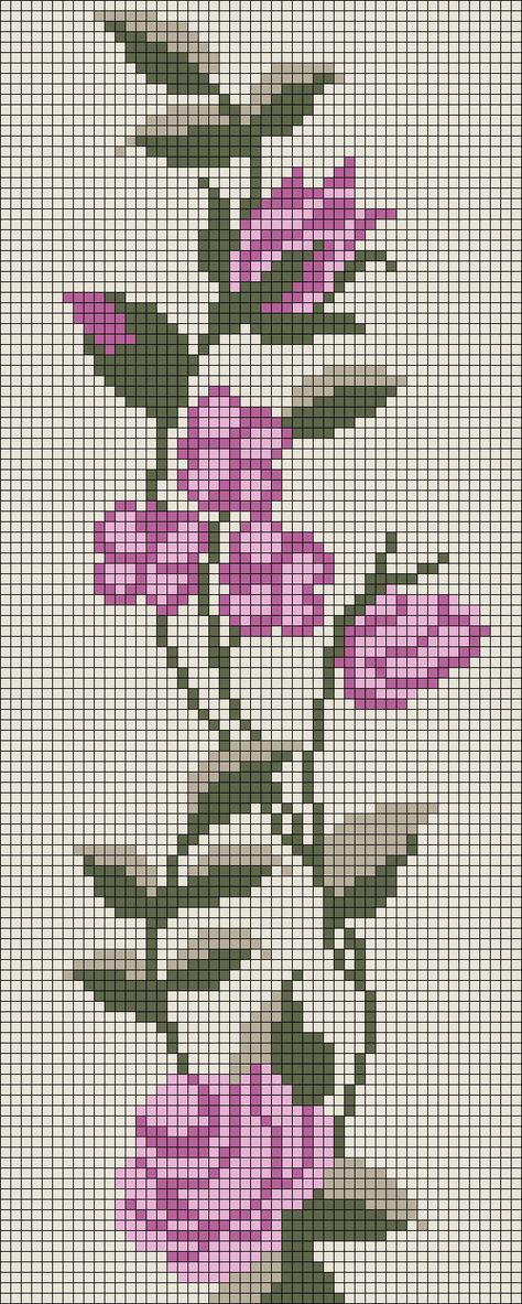 Alpha pattern #97659 | BraceletBook Flower Crochet Grid Pattern, Tapestry Crochet Patterns Flowers, Crochet Tapestry Pattern Aesthetic, Crochet Flower Tapestry Pattern, Cottage Core Alpha Pattern, Crochet Grid Patterns Blanket, Floral Tapestry Crochet Pattern, Floral Crochet Tapestry, Alpha Pattern Crochet Sweater