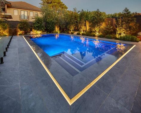 Concrete Pools, Pool & Spa combo, Pool & Spa lighting, Pool, Spa Overflow Pool, Reflection Pool, Concrete Pools, Pool Lights, Concrete Pool, Reflecting Pool, Building A Pool, Pool Builders, Pool Cover