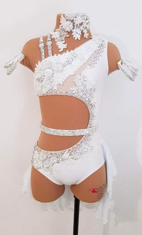 Dance Competition Costumes Jazz, Beautiful Dance Costumes, White Lyrical Costume, White Lyrical Dance Costumes, White Dance Costumes, Lyrical Dance Costumes Solo, Lyrical Dance Costumes, Solo Dance Costumes, Pretty Dance Costumes