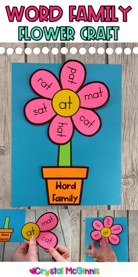 Rhyming Words Activities, Craft For Spring, Word Family Activities, Cvc Activities, Cvc Words Kindergarten, Cvc Word Activities, Phonics Posters, Cvc Word Families, Family Flowers