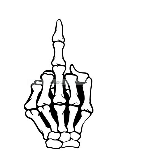 Skeleton Middle Finger Tattoo, Middle Finger Tattoo, Rude Finger, Skeleton Hands Drawing, Skeleton Middle Finger, Middle Finger Tattoos, Skeleton Arm, Tshirt Graphics, How To Draw Fingers