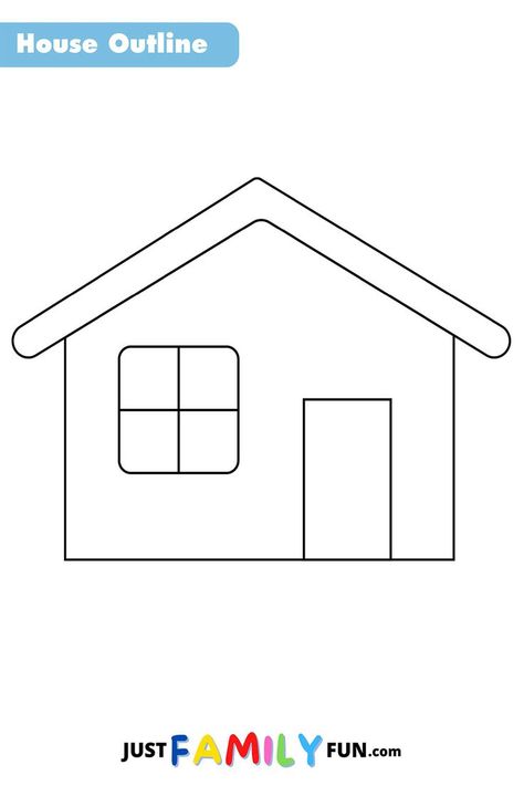 Free printale simple house outline great for kids to colour. Usa as a stencil or just colour as you wish. #simplehouseoutline #cliparthouseoutline Cute House Drawing Simple, House Template Printable For Kids, House Pictures Drawing, House Templates Free Printable, House Outline Drawing, Small House Drawing, House Drawing Sketches, Simple House Drawing, School Stickers Labels