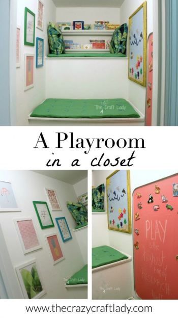 A Playroom in a Closet - she transformed a storage closet into a fully-functional play space for her twins... with a budget of only $120! Cool idea to make home more fun. Kids Closet Play Nook, Closet Play Area, Closet Playroom, Closet Rooms, Functional Play, Playroom Closet, Playroom Table, Small Playroom, Closet Redo