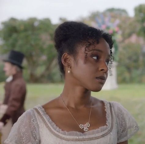 Black Women Period Drama, Black Victorian Woman Aesthetic, Regency Hairstyles Black Women, Black Period Drama, Black Regency Aesthetic, Regency Faceclaim, Sanditon Aesthetic, Headshot Hairstyles, Black Bridgerton