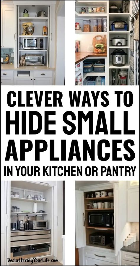 Kitchen Appliance Shelf Ideas, Pantry Storage For Appliances, Pantry Organization Ideas For Small Appliances, Pantry Organization Small Appliances, How To Store Appliances In Pantry, Kitchen Small Appliance Storage Open Shelving, Appliances In Pantry Shelves, Kitchen Pantry For Appliances, Store Appliances In Pantry