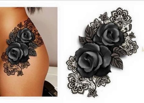 Behind The Neck Tattoos, Tattoos For Women On Thigh, Crucifix Tattoo, Tattoo 2017, Tattoo Hip, Thigh Tattoo Designs, Remembrance Tattoos, Tattoo Leg, Roses Tattoo