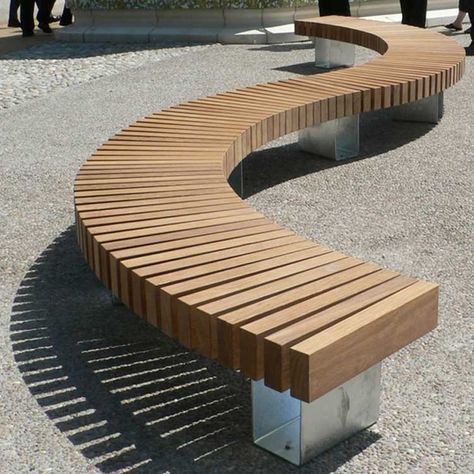 Curved Benches Outdoor - Ideas on Foter Curved Outdoor Benches, Landscape Details, Bench Seating Kitchen, Urban Furniture Design, Diy Seating, Corner Seating, Curved Bench, Restaurant Seating, Desain Lanskap