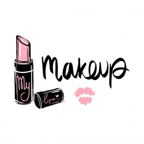 Makeup fashion logo. lettering illustration. calligraphy phrase Premium Vector | Premium Vector #Freepik #vector #logo #abstract #woman #fashion Make Up Profile Picture, Makeup Wallpaper Backgrounds Make Up, Makeup Illustration Logo, Make Up Logo Ideas, Makeup Pictures Wallpaper, Beauty Illustration Makeup, Makeup Logo Ideas, Make Up Drawing, Makeup Sign