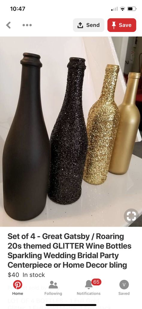 Gatsby Birthday, Prohibition Party, Glitter Wine Bottles, Gatsby Birthday Party, Cheer Banquet, 20s Party, Roaring 20s Party, Gatsby Themed Party, Mystery Dinner