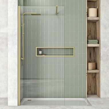 Wet Room Shower Screens | Walk In Glass Shower Panels | Drench Half Wall Half Glass Shower Screen, Wet Room Glass Panel, Cristal Shower Screen, Wet Room Shower Screens, Small Shower Room, Glass Shower Panels, En Suite Shower Room, Ensuite Shower Room, Wet Room Screens