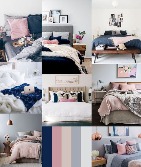 Dorm Room Color Schemes, Grey Room Decor, Dorm Room Colors, Pink And Grey Room, Classic Room, Pink Girl Room, Pink Bedrooms, Trendy Living Rooms, Room Color Schemes