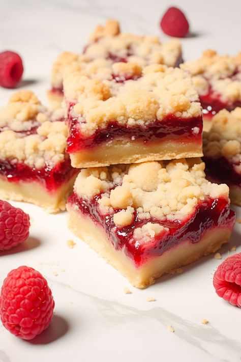 Raspberry Magic Cookie Bars, Jam Bars Pioneer Woman, Raspberry Bar Cookies, Raspberry Cookie Bars Recipes, Raspberry Bars Recipes, Camp Desserts, Fresh Raspberry Desserts, Raspberry Cookie Bars, Raspberry Shortbread Bars