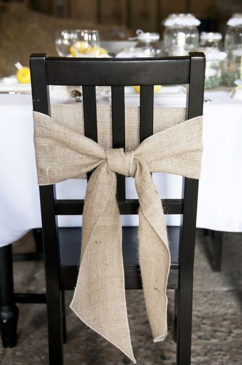 burlap chair tie Burlap Chair, Chair Ties, Wedding Chair Decorations, Rustic Wedding Inspiration, Burlap Wedding, Rustic Chic Wedding, Chair Decorations, Wedding Chairs, Country Farm