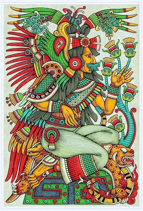 Xochiquetzal was an Aztec goddess associated with love, fertility and beauty. Aztec Goddess, Indigenous Knowledge, Aztec Tattoo Designs, Aztec Tattoo, Dia De Muertos, Fertility, With Love, Tattoo Designs, Tattoos