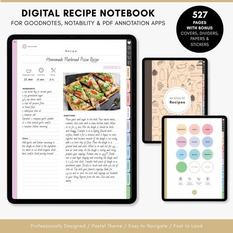 Goodnotes Recipe Book, Digital Recipe Book for Goodnotes, Digital Cookbook, iPad Recipe Notebook, Digital Download, Notablility Recipe Book - Etsy Canada freemenuplanner #blogplanner📃. Recipe Notebook Ideas Book Covers, Online Recipe Book, Good Notes Recipe Book, Ipad Recipe Book, Goodnotes Cookbook Template, Recipe Goodnotes Template, Digital Cookbook Design, Recipe Book Templates Free, Digital Cover Goodnotes