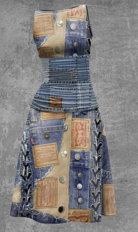 Denim Diy Clothes, Denim Style Casual, Denim Ideas, Denim Diy, Upcycled Fashion, Sleeveless Midi Dress, Old Jeans, Denim Patchwork, Denim Style