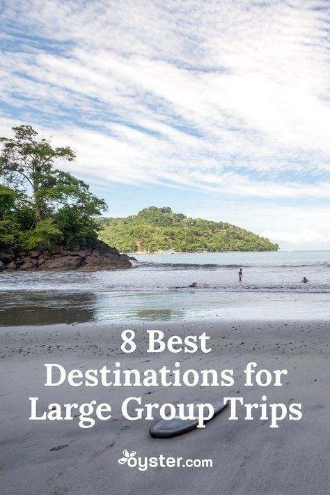 Family reunions, bachelor parties, and college gal pal getaways are certainly fun, but finding a destination that offers enough to keep all travelers happy (and isn't too remote), plus accommodations that are geared toward groups, can be tricky. Fear not, though, we've rounded up the eight best vacation destinations for large groups so you can stress less about travel planning and enjoy catching up with family and friends.  #groupgetaway #travel Large Family Vacation Ideas, Group Trip Ideas, Group Vacation Ideas, Best Tropical Vacations, Family Vacations Usa, Water Vacation, Best Places To Vacation, Friend Vacation, Family Vacation Spots