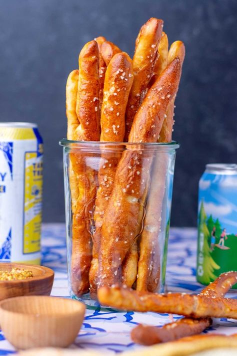 Hard Sourdough Pretzel Rods – Sourdough Brandon Pretzel Dips, Sourdough Pretzel, Soda Alternatives, Pretzel Dough, Baking Soda Bath, Pretzel Dip, Pretzels Recipe, Pretzel Rods, Game Day Snacks