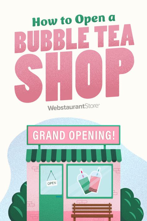 Boba shop store front with open sign and "grand opening" sign with text "how to open a bubble tea shop" Boba Tea Business, Bubble Tea Business, Boba Shop, Tea Business, Ice Cream Business, Flavor Combinations, Small Business Inspiration, Boba Tea, Business Inspiration