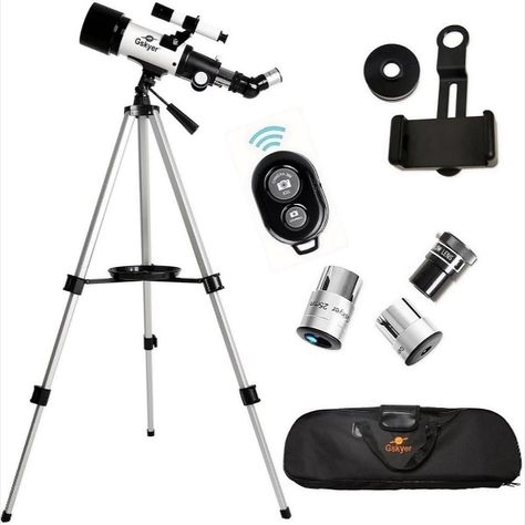 Gskyer Telescope, 70mm Aperture 400mm AZ Mount Astronomical Refracting Telescope for Kids Beginners - Travel Telescope with Carry Bag, Phone Adapter and Wireless Remote. Spy Kit, Refracting Telescope, Focus Wheel, Telescope Accessories, Astronomical Telescope, Camera Tripod, Wireless Camera, Telescopes, Phone Mount