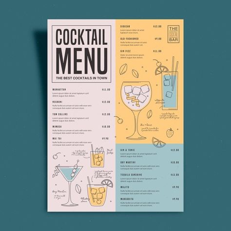 Tropical Restaurant Menu Design, Vintage Cocktail Menu Design, Pretty Menu Design, Menu Design Cocktail, Summer Menu Design Ideas, Summer Drink Menu Design, Beach Bar Menu Design, Colorful Menu Design, Tropical Menu Design