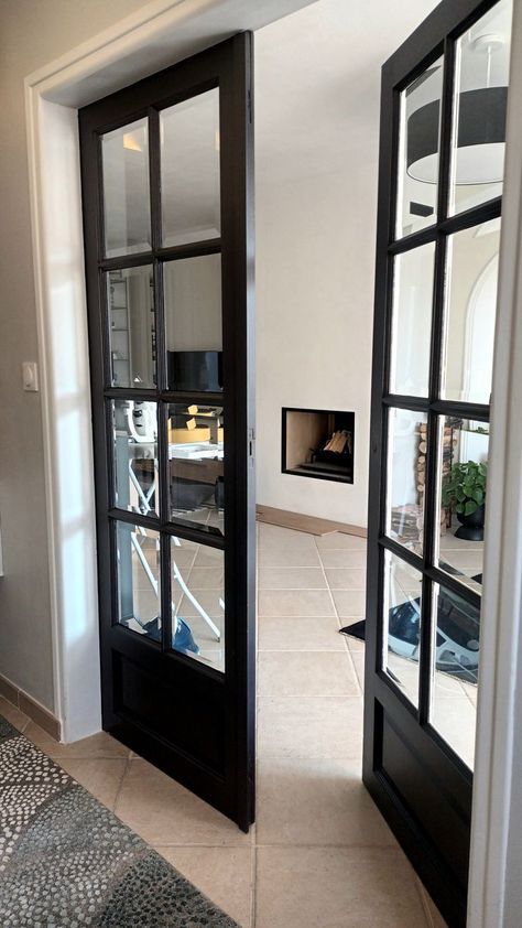 French Doors To Office, French Doors Office, Office French Doors, Interior French Doors Office, Internal French Doors, Internal Glass Doors, Black Interior Doors, Sky Home, French Doors Exterior