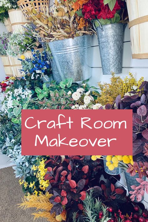 How To Store Silk Flowers In Craft Room Diy, Craft Room Storage For Flowers, Craft Room For Wreath Makers, Wreath Craft Room Ideas, How To Store Artificial Flowers In Craft Room, Organizing Floral Stems, Craft Room Flower Storage Ideas, Storage For Floral Stems Craft Rooms, Craft Room Floral Storage