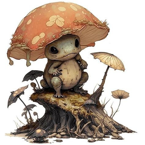 Cute Mushroom Creature, Mushroom Creature, Drawing Step By Step Easy, Easy Pencil Drawing, Easy Drawing Step By Step, Trippy Tattoo, Helloween Wallpaper, Goblin Art, Easy Drawing Steps