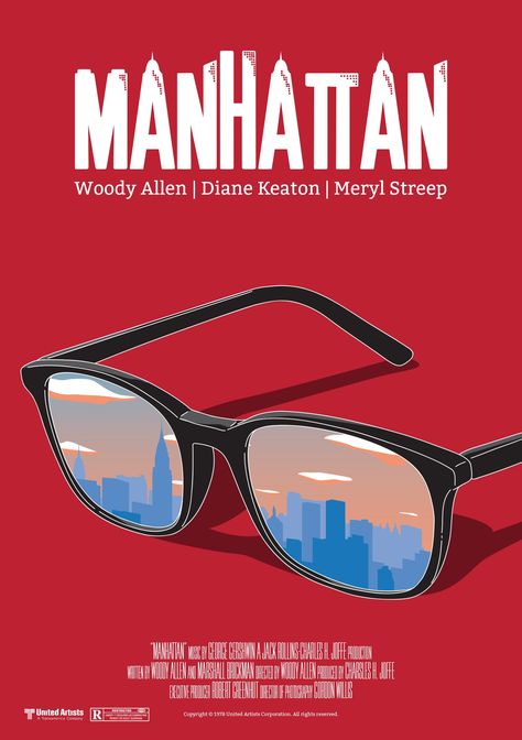 FEDERICO GASTALDI ILLUSTRATION: MANHATTAN Woody Allen Poster, Manhattan Woody Allen, Manhattan Poster, Colorful Movie, Communication Illustration, Woody Allen Movies, Woody Allen, Diane Keaton, Cartoon Posters