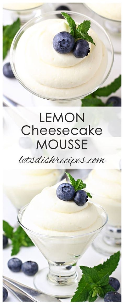 Lemon Cheesecake Mousse, Pudding Recept, Cheesecake Lemon, Cheesecake Mousse Recipe, Dessert Cheesecake, Lemon Mousse, Cheesecake Mousse, Lemon Dessert Recipes, Elegant Desserts