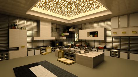 Kitchen Ideas Minecraft Modern, Minecraft House Walls Ideas, Minecraft Big Kitchen Ideas, Minecraft Oven Design, Minecraft House Interior Kitchen, Modern Minecraft Interior, Minecraft Pantry, Ceiling Minecraft, Minecraft Interior Designs