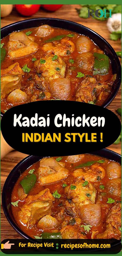 kadai chicken indian style Kadai Chicken Recipe, Chicken Kadai Recipe, Chicken Butter Masala, Kadai Chicken, Chicken Karahi Recipe, Chicken Indian, Indian Chicken Dishes, Chicken Malai, Malai Chicken