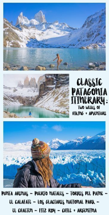 a super adventurous patagonia itinerary: 2 weeks of hiking, adventure, and outdoors in torres del paine el calafate el chalten los glaciares national park #patagonia #travel #travalinspo #travelinspiration #torresdelpaine #chile #argentina #visitchile #elcalafate #elchalten Patagonia Itinerary, W Trek, South America Travel Itinerary, Patagonia Travel, Latin America Travel, Backpacking South America, South America Destinations, Hiking Adventures, Inspirational Blogs