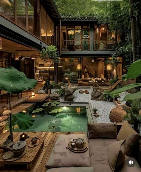 Plant Modern House, Modern Indonesian House, House Inspiration Outside, Jungle House Exterior, Jungle House Interior, Jungle House Architecture, Jungle House Aesthetic, Earthy House Aesthetic, Modern Jungle House