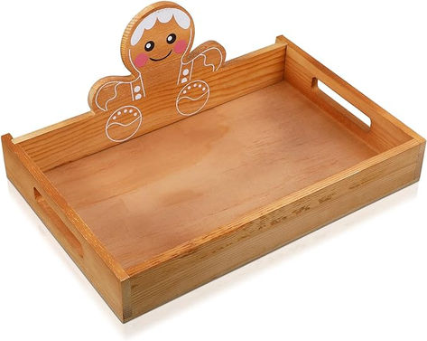 Sliner Christmas Wood Serving Tray with Handles 13.31 x 9.25 Gingerbread Man Christmas Cookie Platter Xmas Decorative Wooden Plate Food Display Dishes for Kitchen Coffee Table Display Dishes, Plate Food, Cookie Platter, Gingerbread Man Christmas, Christmas Tray, Wood Serving Tray, Tray With Handles, Wooden Plate, Serving Trays With Handles