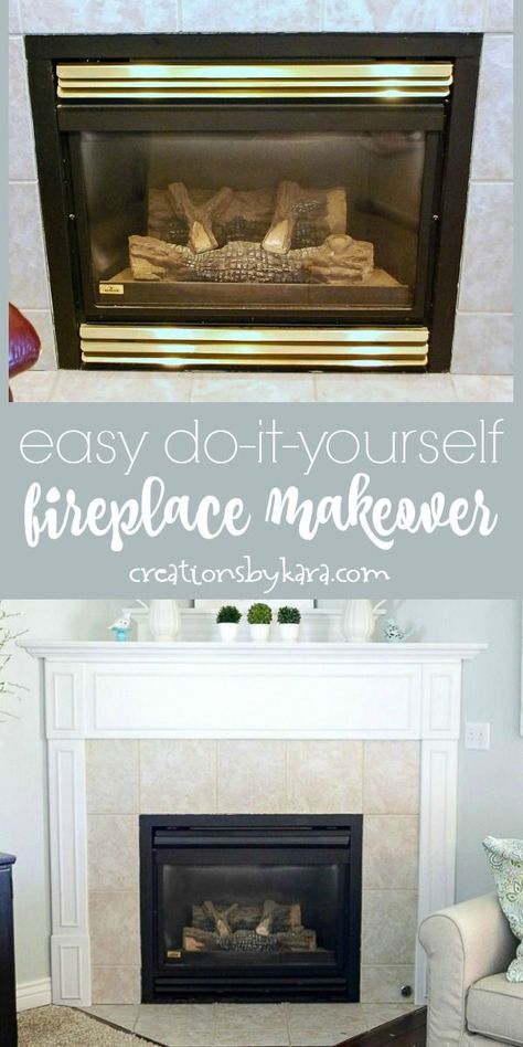 Brass fireplace makeover with spray paint. Make sure you use the right spray paint! Give your family room a facelift by updating your old brass fireplace. You can update an old gas fireplace in just minutes! #fireplacemakeover #highheatspraypaint #paintedfireplace #diyfireplacemakeover #creationsbykara Brass Fireplace Makeover, Gas Fireplace Makeover, Paint Magic, Fireplace Redo, Diy Fireplace Makeover, Diy Outdoor Fireplace, Brass Fireplace, Fireplace Fronts, Fireplace Update