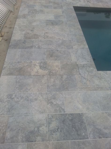 Paver Pool Deck, Gray Travertine, Pool Surround, Pool Paving, Farmhouse Reno, Lime Stone, Pool Pavilion, Nashville House, Granite Tiles